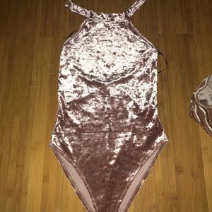 Blush Velvet Body Suit Forever 21